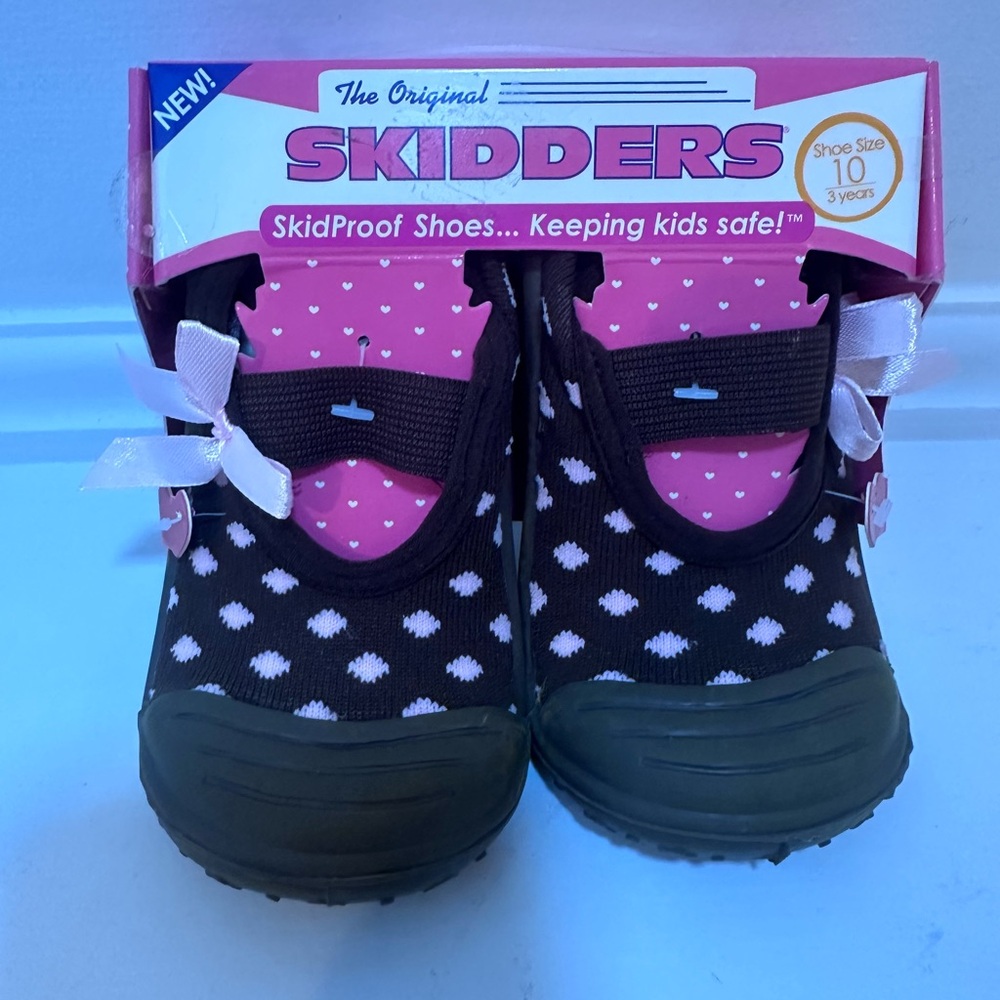Skidders Toddler Size 10 Baby For 3 Years Old Girls Brown Pink Polka Dot Shoes